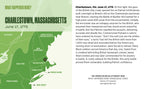 Informational graphic on Charlestown, MA, June 17, 1775, with a Battle of Bunker Hill map—ideal for use with "What Happened Here? The American Revolutionary War Knowledge Cards" or any American history card deck.