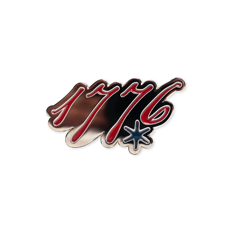 A metallic 1776 Magnet inspired by American independence, with bold red numbers outlined in black and a blue star-shaped asterisk below and to the right of the final digit.