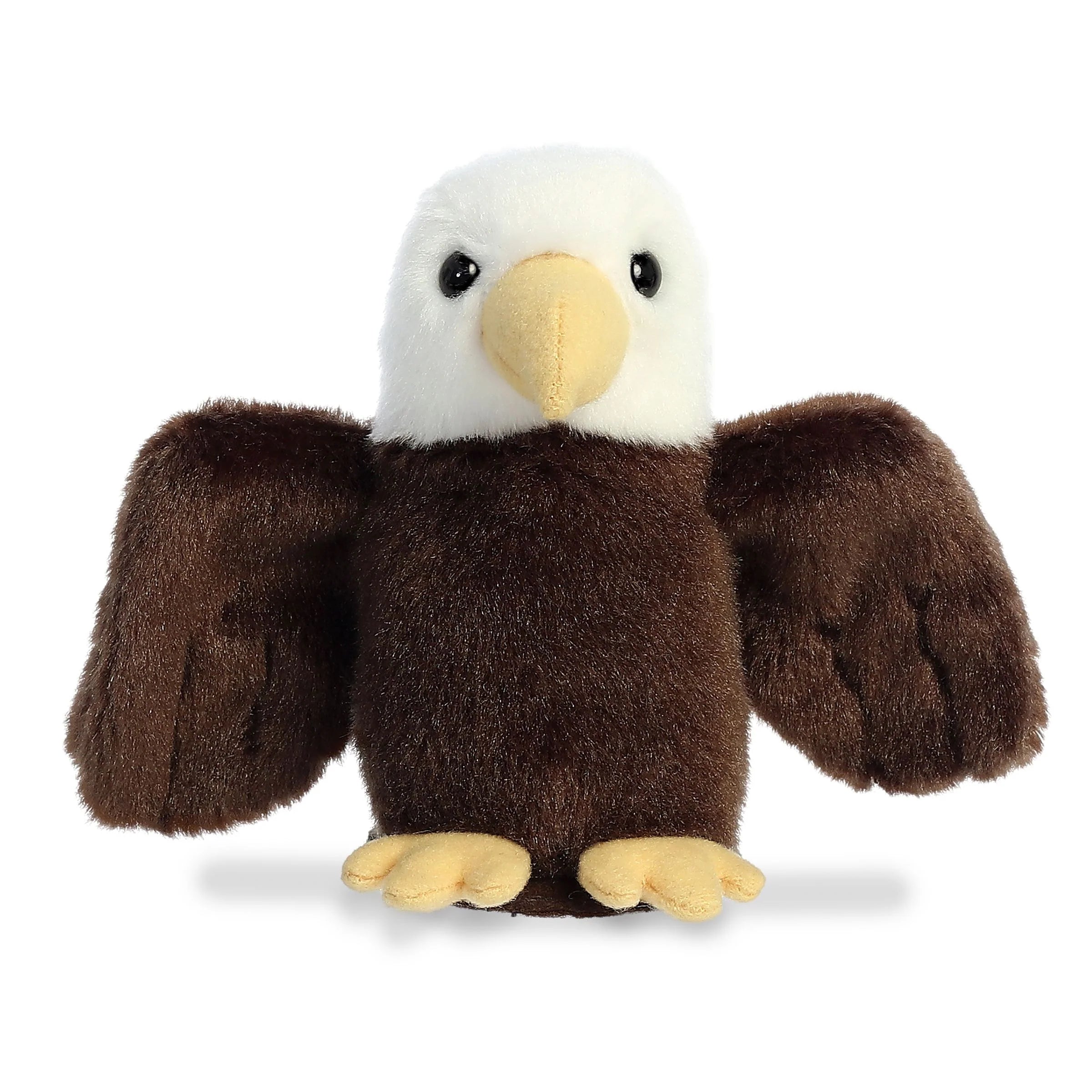 Orion Eagle, the Magnetic Shoulderkins Stuffed Animal, features a white head, yellow beak and feet, and brown body with outstretched wings — making it a charming collectible plush for any eagle enthusiast.