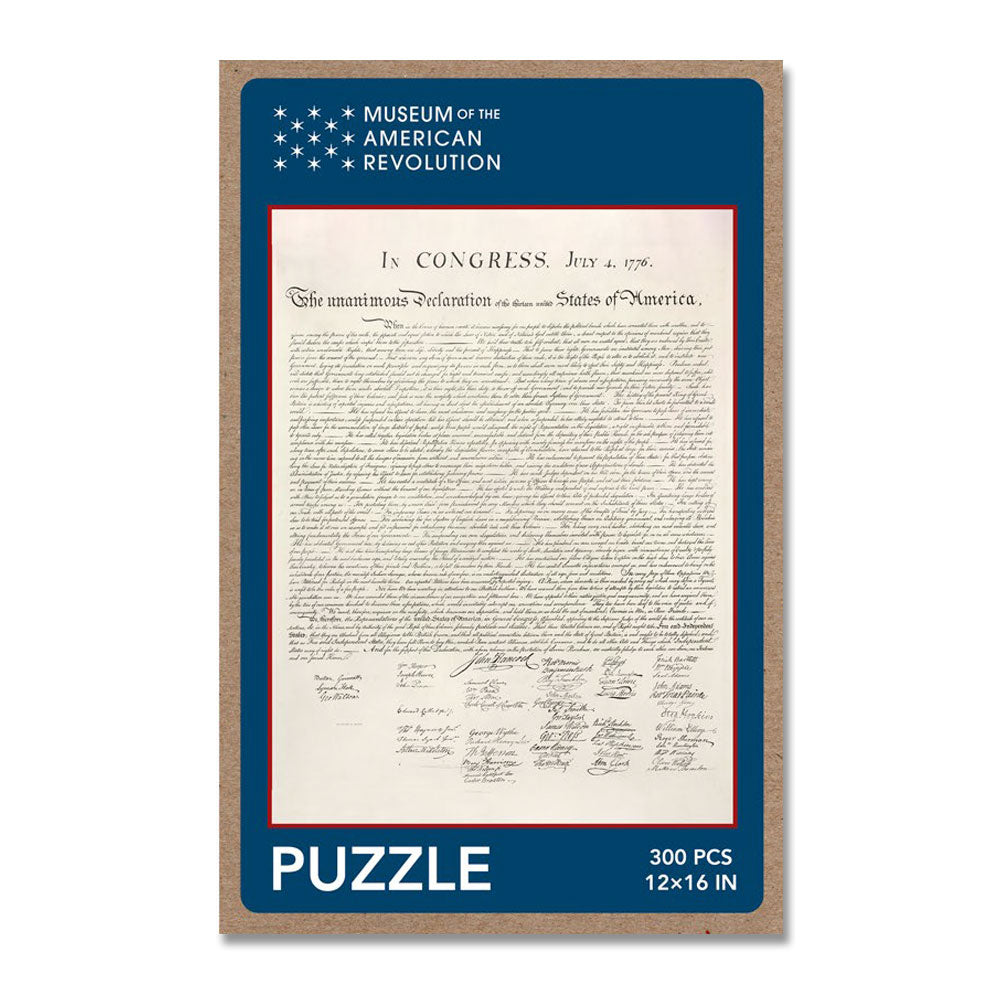 The Declaration of Independence Puzzle is a 300-piece, 12x16 inch puzzle from the Museum of the American Revolution.