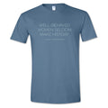 The Well-Behaved Women T-Shirt is a blue tee featuring the iconic quote "WELL-BEHAVED WOMEN SELDOM MAKE HISTORY" by Laurel Thatcher Ulrich in bold white text.