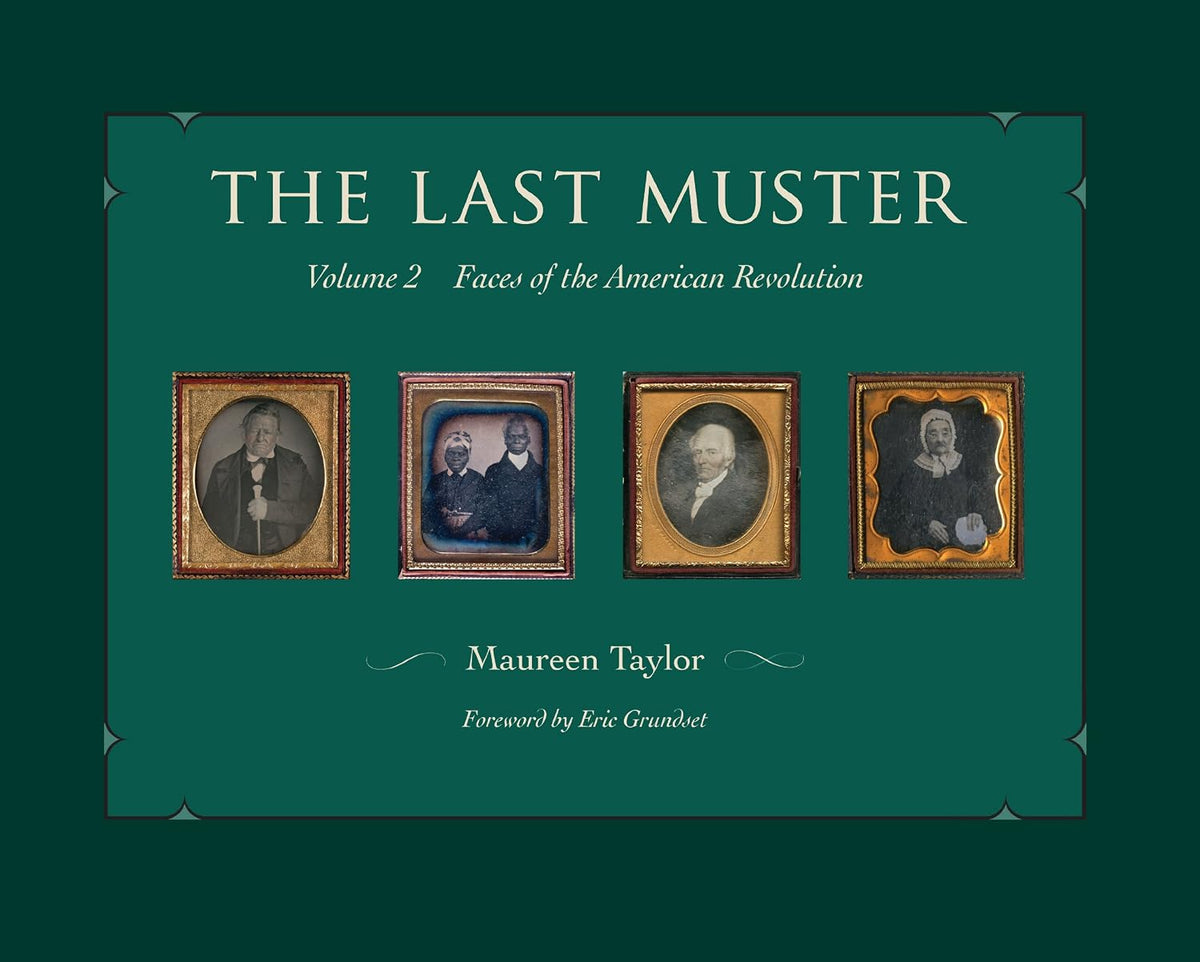 Book cover for The Last Muster, Volume 2, featuring four framed nineteenth-century photographic images of elderly individuals against a dark green background.