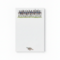 The Continental Army Soldiers Notepad showcases Revolutionary War soldiers in blue uniforms with rifles at the top and a small cannon below—a perfect historical stationery item to celebrate America 250.