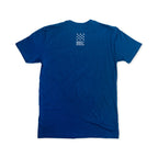 Well-Behaved Women T-Shirt in blue, short-sleeve, displayed from the back on a white background. Features a small white graphic near the top with stars above the words “American Revolution.”.
