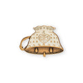 The Boston Tea Party Pin is a gold and white enamel teacup shaped like a money bag with handle, featuring EVIC, 1773, "TAXED ENOUGH ALREADY," and "BOSTON TEA PARTY"—a tribute to the American Revolution.