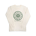 The Chain of States Long Sleeve Shirt is a cream-colored, long-sleeve shirt made from 100% organic cotton. It features a green circular interlocking rings design with the words “We Are One” at the center and “Museum of the American Revolution” below, symbolizing American unity.
