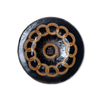 The Chain of States Plate, Black features handcrafted black ceramic with gold interlocking rings, state names, “We Are One” at the center, and a sunburst design inspired by the American Revolution.