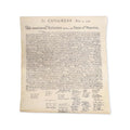 The Declaration of Independence Large Replica is a parchment paper copy of the United States Declaration of Independence, showcasing dense handwritten text and signatures at the bottom—an essential addition to any patriotic collection.