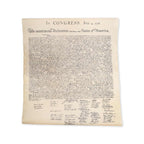 The Declaration of Independence Large Replica is a parchment paper copy of the United States Declaration of Independence, showcasing dense handwritten text and signatures at the bottom—an essential addition to any patriotic collection.