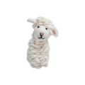 A Fluffy Sheep Finger Puppet handcrafted from needle-felted wool, featuring a cream-colored body and a pink nose.