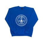 The James Forten Crewneck Sweatshirt is a blue pullover featuring a white circular logo with a ship and the text “James Forten Sailmaker 1798” on the front center, honoring African American entrepreneur James Forten and his historic sailmaking business.