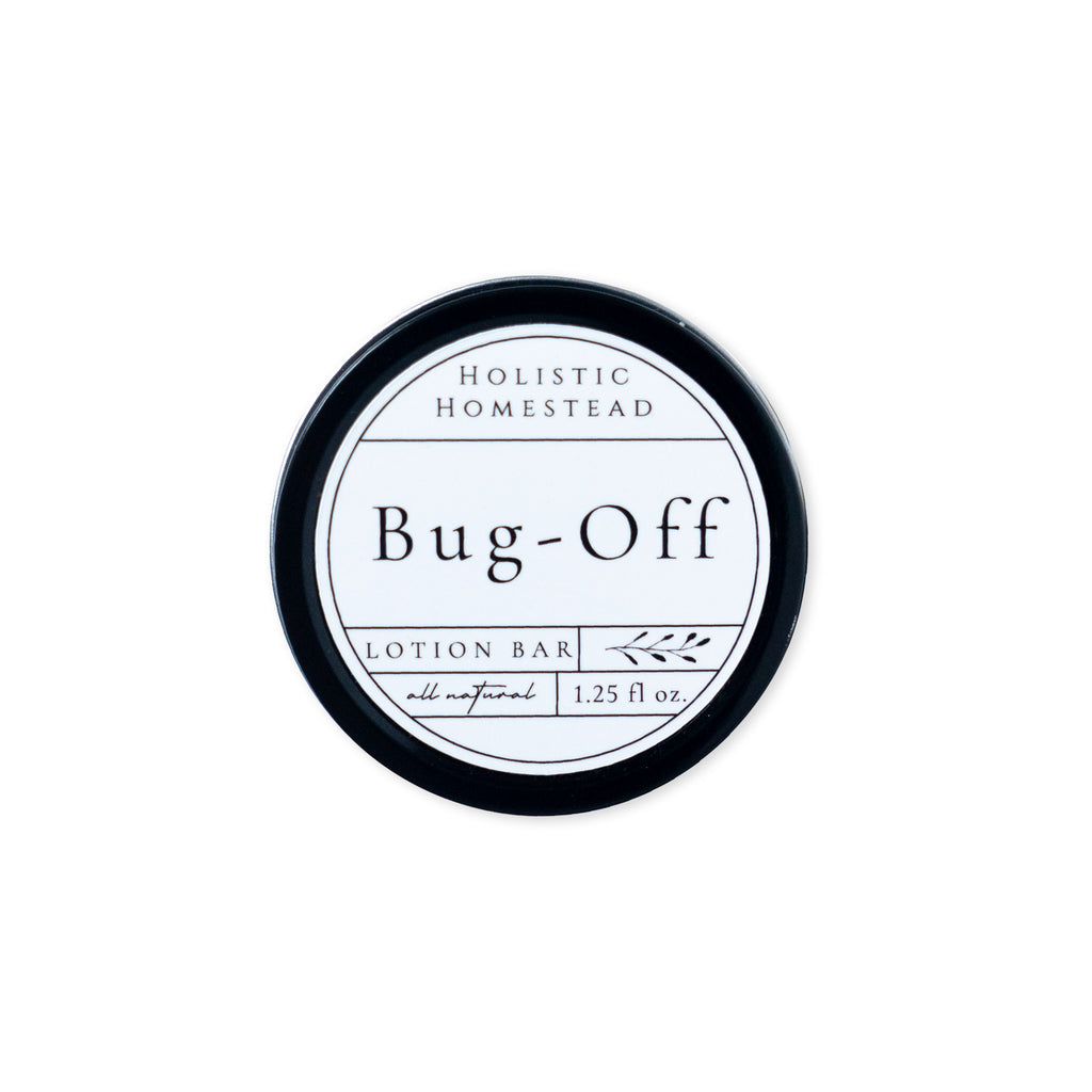 Round tin of Bug-Off Lotion Bar, Natural Bug Repellent, 1.25 fl oz.