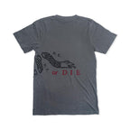 The Join or Die Crewneck T-Shirt features a gray base adorned with a bold black snake graphic and the text “N.E. NY. or DIE” across the back, channeling the rebellious energy of Revolutionary-era political art. The snake wraps partially around the shirt, while “or DIE” stands out in vivid red—a modern tribute to the iconic American Revolution-era Join or Die T-shirt design.