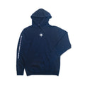 The Museum Hoodie, shown on a white background, is navy blue with a white star emblem on the chest and “MUSEUM of the AMERICAN REVOLUTION” printed along the right sleeve.
