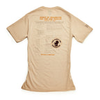 March on Washington T-Shirt, Natural—features orange and black text, civil rights details, a circular logo, "We Shall Overcome" phrase, and a program list honoring the historic march for equality.