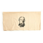 An Alexander Hamilton Engraving Tea Towel featuring a rectangular black-and-white engraving of the historical figure.