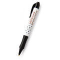The Museum of the American Revolution Pen features a black and white design with "AMERICAN REVOLUTION" in red letters, blue stars on the barrel, and includes a black clip and grip.