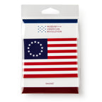 The Betsy Ross Flag Magnet, featuring 13 stars in a circle, is packaged by the Museum of the American Revolution.