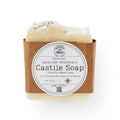 Lavender Rosemary Castile Soap: a plant-based 4 oz (113 g) bar for sensitive skin, wrapped in brown paper with a white label listing olive oil, lavender, and rosemary. 