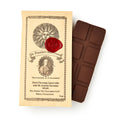 Dr. Franklin's Mint Crunch Chocolate Bar, wrapped in vintage-style packaging with an old-fashioned portrait, red wax seal, and decorative border, is a segmented dark chocolate bar infused with refreshing mint oil.