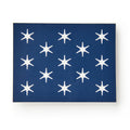 The George Washington Standard Flag Sticker features a blue rectangle with thirteen evenly spaced white eight-pointed stars in rows—perfect for any American history fan.