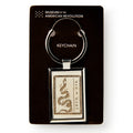 The Join or Die Metal Keychain features a segmented snake design and the words "JOIN, or DIE." Presented on black packaging labeled Museum of the American Revolution Keychain, it's a unique accessory inspired by Revolutionary history.