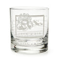 The Join or Die Whiskey Glass features an etched segmented snake and the words JOIN, or DIE beneath it, inspired by Benjamin Franklin's iconic American history design.