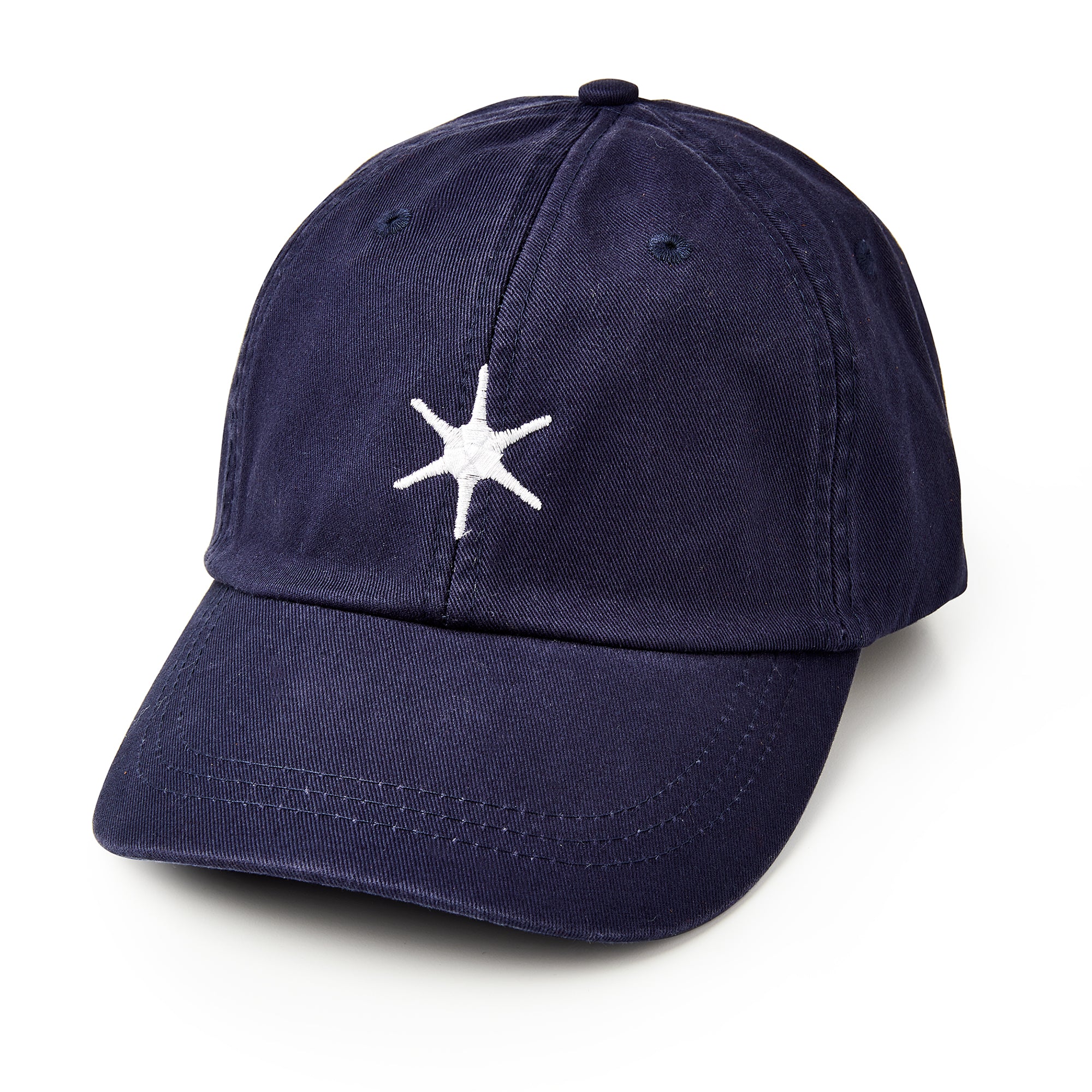 The Star Cap is a navy cotton twill hat with a white, six-pointed embroidered star on the front, inspired by George Washington’s classic star hat and shown against a plain white background.