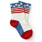 Dress your little one in patriotic style with the Stars and Stripes Socks, Baby/Toddler — featuring a blue toe and cuff, red heel and stripes, plus white stars on the cuff for a bold American flag design.