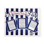 A display of the Documents of Freedom Set, featuring the U.S. Constitution and Declaration of Independence on a blue and white background with feather quill motifs and a scroll banner.
