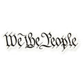 The We the People Sticker, Black features calligraphy-style script on a white background, inspired by the U.S. Constitution—a patriotic accent for celebrating American history.