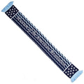 The World Cup Scarf is a blue and light blue woven scarf with "Museum of the American Revolution" text, star pattern, and light blue fringe.