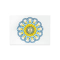 The Illustrated Chain of States Postcard features a circular design of blue interlocking rings, each labeled with a U.S. colony, encircling a yellow sunburst inscribed with “AMERICAN CONGRESS” and “WE ARE ONE” at its center. Reminiscent of the classic states motif often seen in American Revolution postcard collections, this piece captures the essence of patriotic memorabilia on a crisp white background.