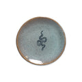 Mini Ceramic Plate featuring a handcrafted speckled blue design with a small snake illustration in the center, perfect as a catch-all dish.