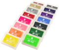 The Studio Series Ink Pad Set features 15 vibrant dye ink colors — including yellow, green, orange, pink, purple, blue, black, silver, and gold — arranged diagonally in clear cases. Ideal for scrapbooking and crafts.