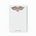 The Vintage American Eagle Notepad features a bald eagle with American flag wings at the top and "1776 ~ 2026" at the bottom, celebrating America 250 on a plain white background.