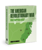 What Happened Here? The American Revolutionary War Knowledge Cards feature a green cover with an eastern U.S. map and pinpointed locations, plus the Library of Congress logo.