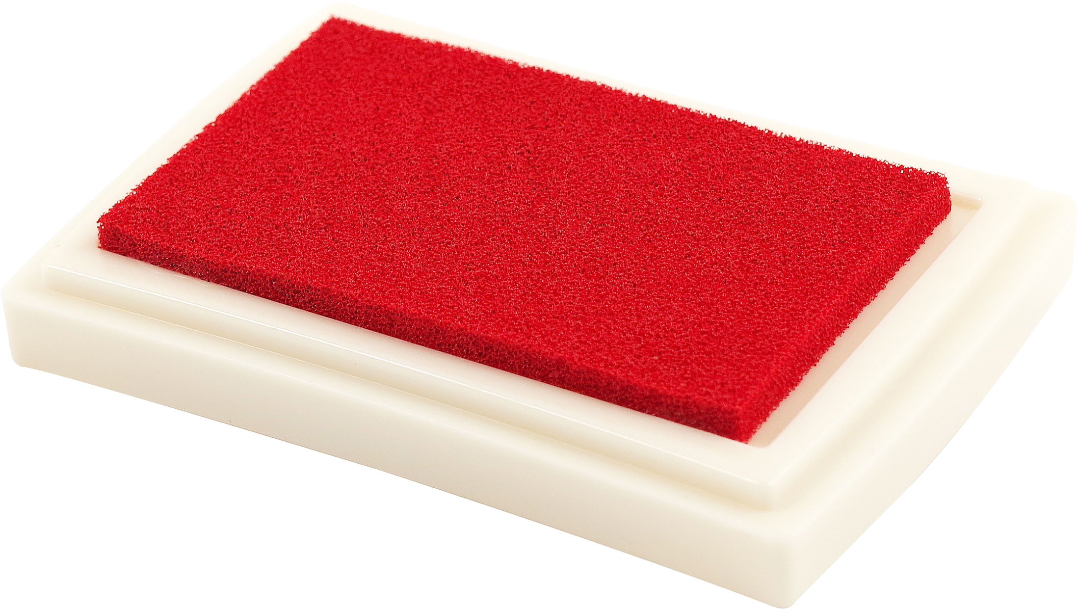 The Studio Series Ink Pad Set features a rectangular red dye ink pad with a white plastic base, ideal for rubber stamping and scrapbooking.