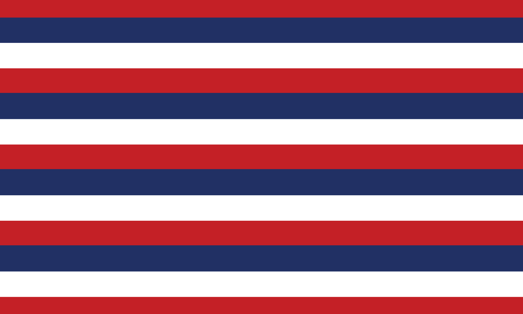 The image shows the Fort Mifflin Flag Sticker, a durable sticker with eleven alternating red, white, and blue horizontal stripes — similar to a historic flag — with both the top and bottom stripes in red.