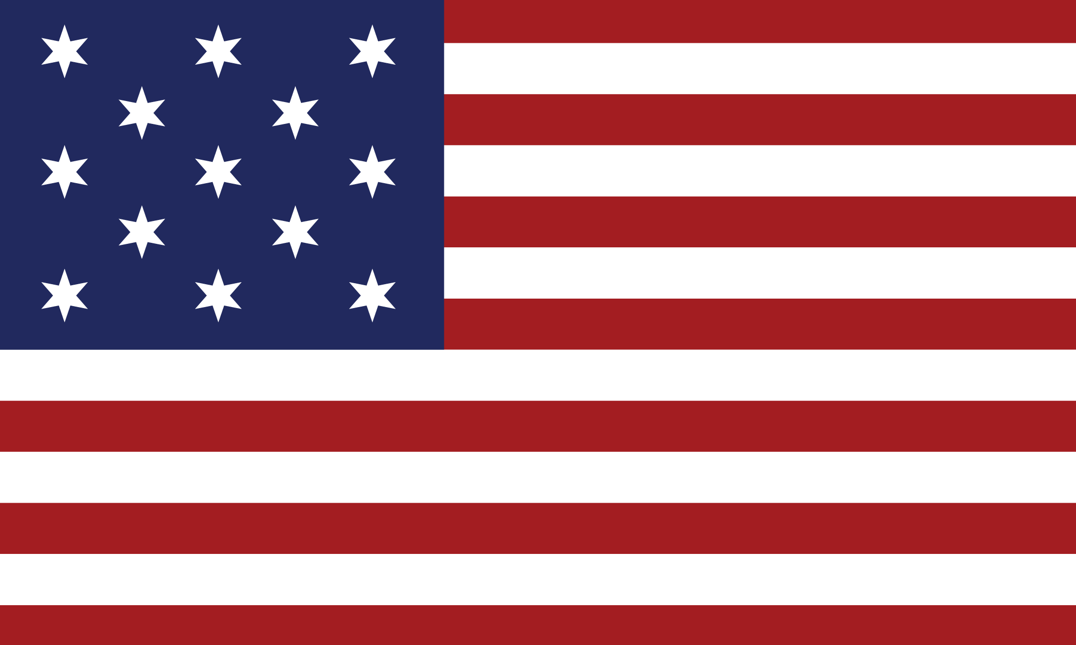 The Francis Hopkinson Flag Sticker features thirteen red and white stripes and a blue field with nine white stars, inspired by the first official U.S. flag design from 1777.