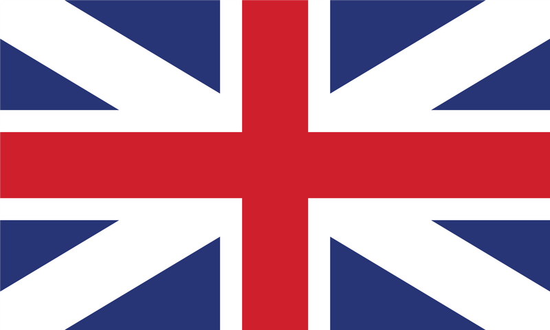 The British King's Colors Flag Sticker features historic UK flag elements — a red cross on blue with white and red diagonals — offered as a weather-resistant, durable sticker.